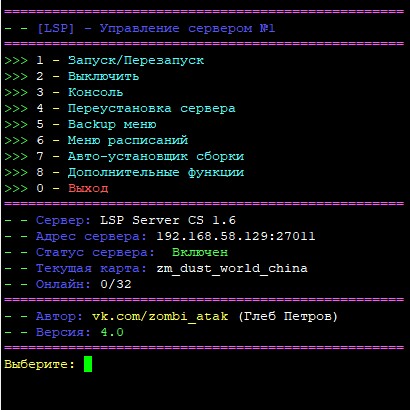 LSP - Скрипт управления сервером