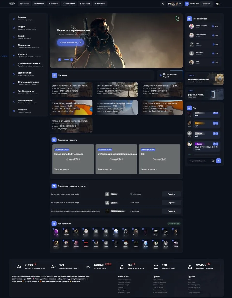 Шаблон Never для GAMECMS